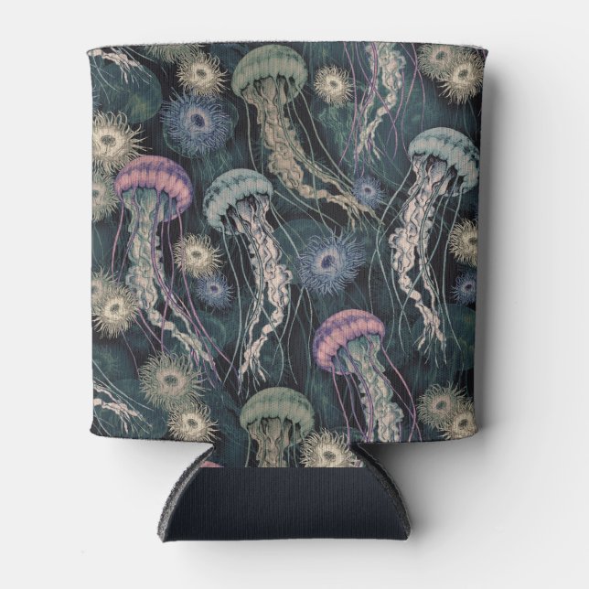 Enfriador De Latas Las medusas etéreas y las anémonas en Verde azulad (Anverso)
