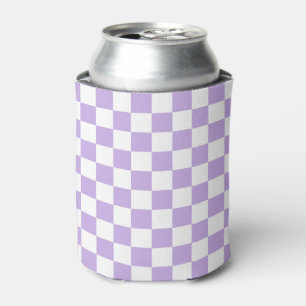 Enfriador De Latas Lavanda a cuadros y blanco