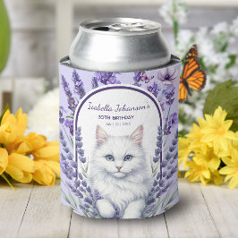 Enfriador De Latas Lavanda elegante y cumpleaños del gato
