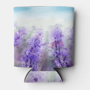 Enfriador De Latas Lavanda provenzal: Campo acuarela de época