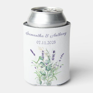 Enfriador De Latas Lavender Eucalyptus Watercolor Herbs Boda