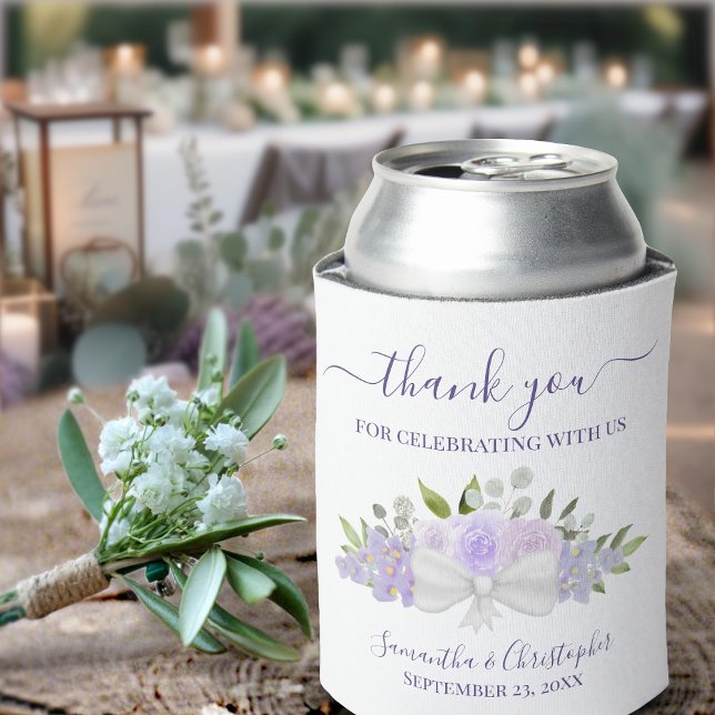 Enfriador De Latas Lavender Purple Floral Elegante Boda Gracias (Subido por el creador)