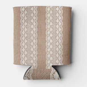 Enfriador De Latas Lazo fuera de blanco: Textura de Burlap
