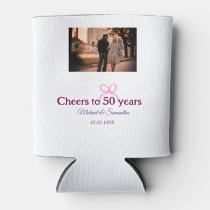 Enfriador De Latas Lazo rosa celebra 50 años de aniversario de bodas 