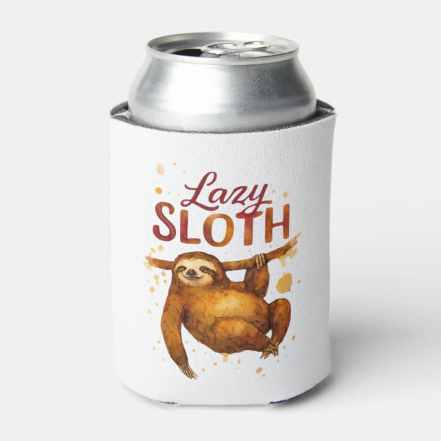 Enfriador De Latas Lazy Sloth en camiseta clásica con tinta de alcoho (Lata Anverso)
