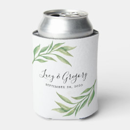 Enfriador De Latas Leafy Watercolor Greenery Wedding Favor