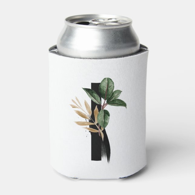 Enfriador De Latas Leaves tropicales Letra falsa Relieve metalizado d (Lata Anverso)