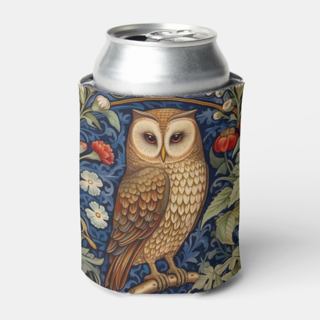 Enfriador De Latas Lechuza en el jardín estilo William Morris (Lata Anverso)