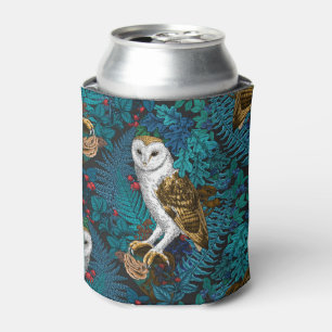 Enfriador De Latas Lechuzas, helechos, robles y bayas 3