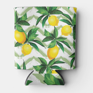 Enfriador De Latas Lemon zigzag: patrón pintado a mano.