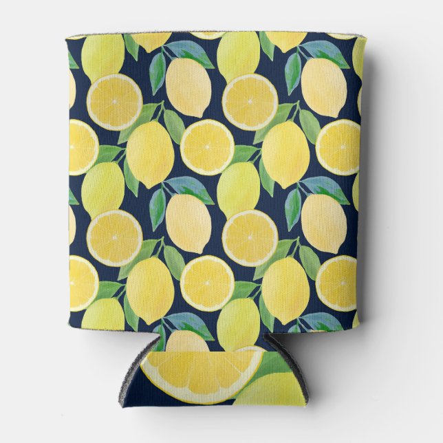 Enfriador De Latas Lemones acuarela: Ilustracion de patrón fresco (Anverso)