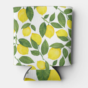 Enfriador De Latas Lemones acuarela: Patrón de frutas de verano