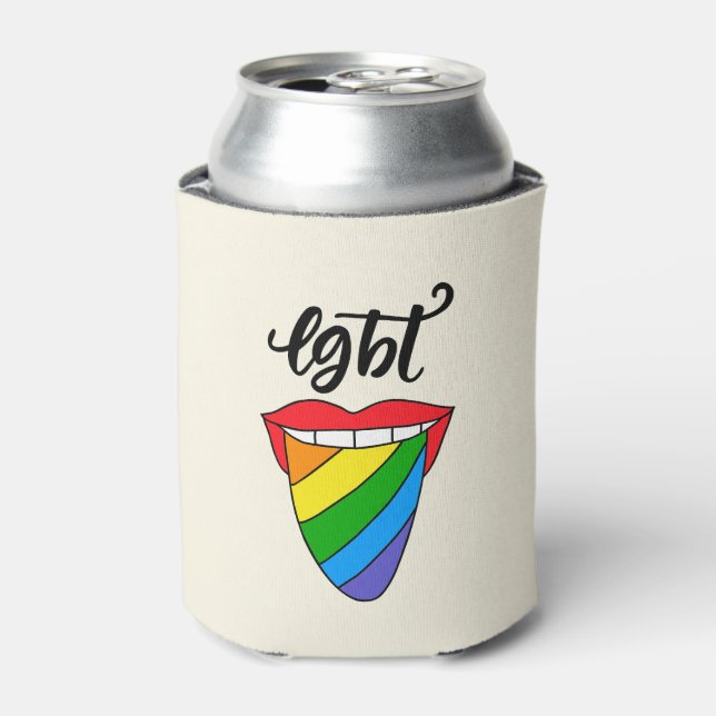 Enfriador De Latas Lengua arcoiris LGBT (Lata Anverso)