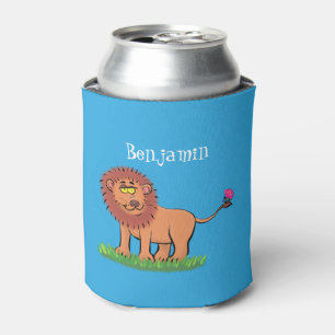 Enfriador De Latas León feliz con ilustracion personalizado de maripo