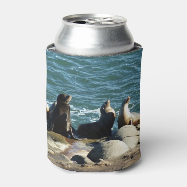 Enfriador De Latas Leones del mar de San Diego (Lata Anverso)