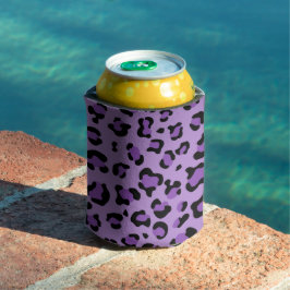 Enfriador De Latas Leopard Print, Leopard Spots, Purple Leopard