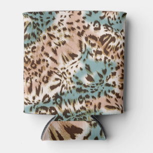 Enfriador De Latas Leopard Textile: Elegancia de patrón salvaje.