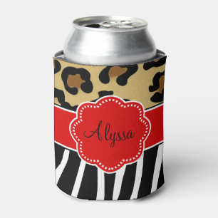 Enfriador De Latas Leopard Zebra Personalizada