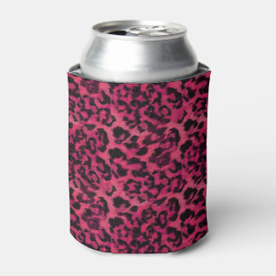 Enfriador De Latas Leopardo negro y rosa brillante