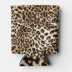 Enfriador De Latas Leopardo vibrante: Diseño textil colorido.