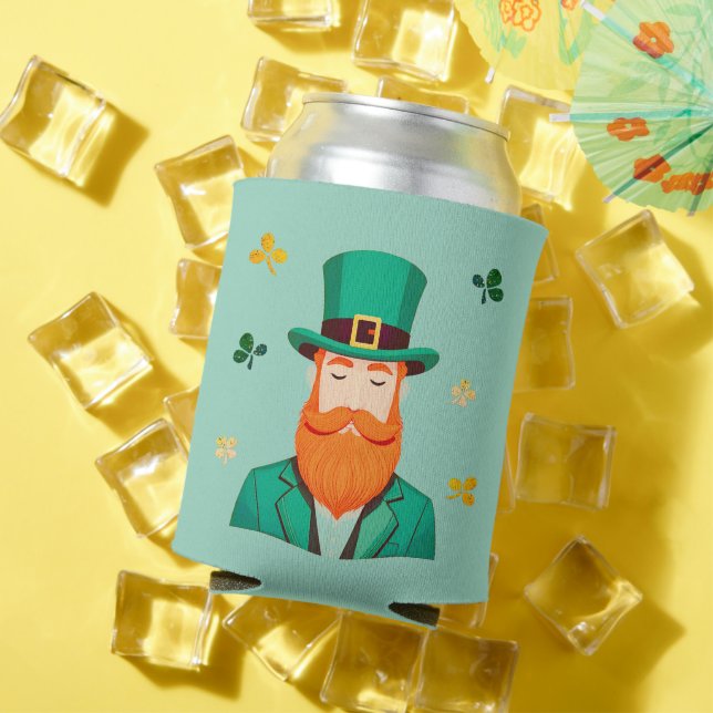 Enfriador De Latas Leprechaun Clover Shamrock Patrick's Day (Verano in situ)