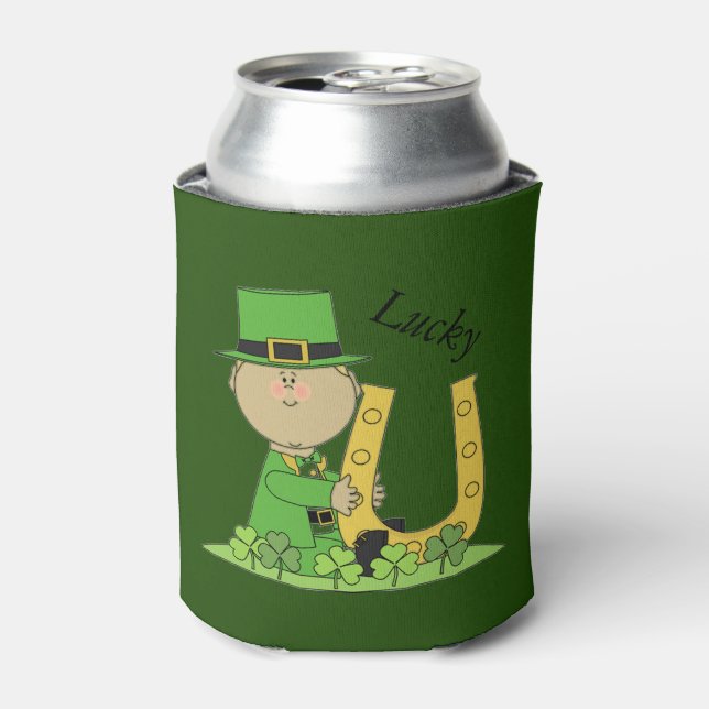 Enfriador De Latas Leprechaun y Horseshoe (Lata Anverso)