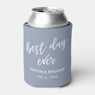 Enfriador De Latas Letra a Mano Sencilla Mejor Día de la Vida, Azul P