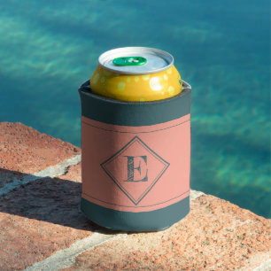 Enfriador De Latas Letra geométrica del diamante inicial Personaliza