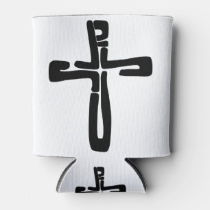 Enfriador De Latas letras negras de Jesús en la cruz