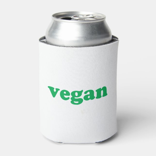 Enfriador De Latas Letras verdes "veganas", fondo blanco (Lata Anverso)