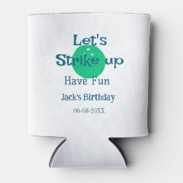 Enfriador De Latas Let's strike up have fun green ball birthday name