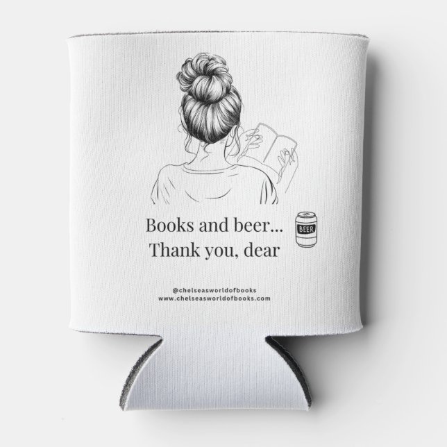 Enfriador De Latas Libros y cerveza - Beer Koozie (Anverso)