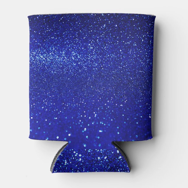 Enfriador De Latas Lienzo Purpurina azul brillante (Anverso)