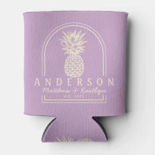Enfriador De Latas Lila de Verano Piña Arco de Boda & Nombre