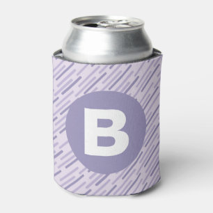 Enfriador De Latas Lilac Morado Moderno Monograma de Rayas Diagonales