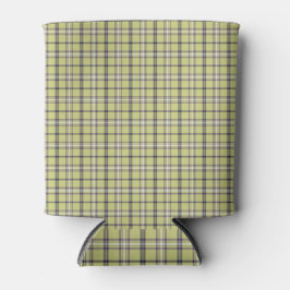 Enfriador De Latas Lime Green Plaid Classic Pattern Retro