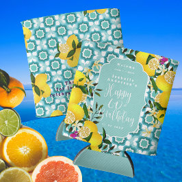 Enfriador De Latas Limon Mediterráneo Cumpleaños 60 Océano Azul