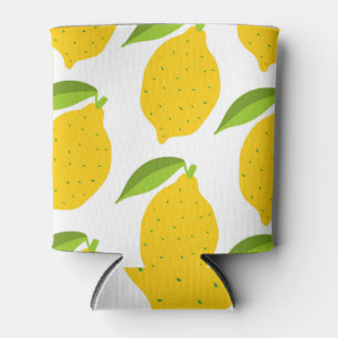Enfriador De Latas Limones amarillos, patrón artístico sin costura.