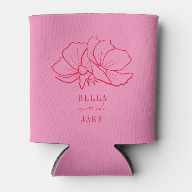 Enfriador De Latas Línea Floral Terracotta Boda rosa (Anverso)