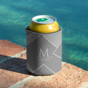 Enfriador De Latas Líneas curvadas geométricas onduladas de color neg