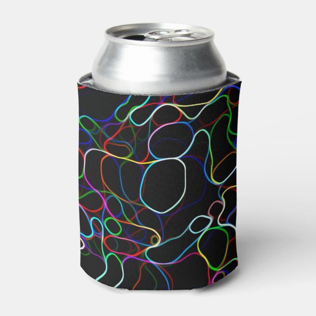 Enfriador De Latas Líneas de Neon Multicolor (Lata Anverso)