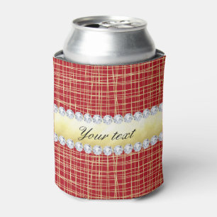 Enfriador De Latas Líneas y diamantes de cruces de oro rojo