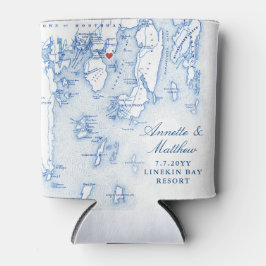 Enfriador De Latas Linekin Bay Resort Maine Mapa Boda Bebida Favor