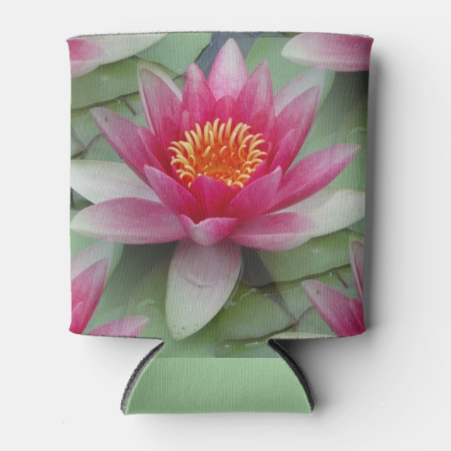 Enfriador De Latas Lirio de agua de Lotus rosa (Anverso)