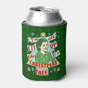 Enfriador De Latas Lit de consumición retro de la mujer del humor de