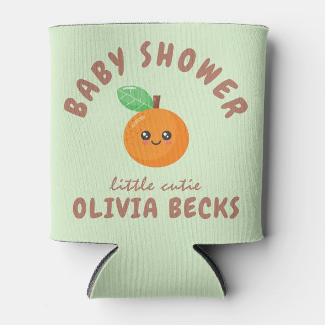 Enfriador De Latas Little Cutie Naranja Baby Shower (Anverso)