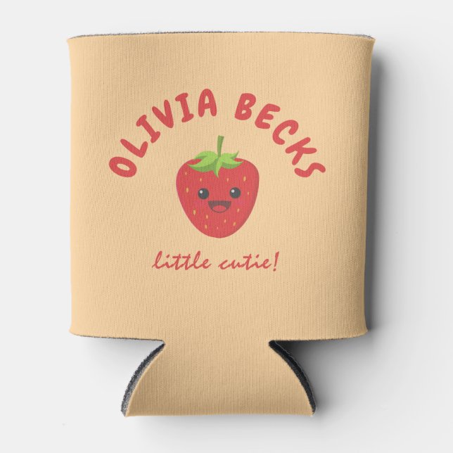Enfriador De Latas Little Cutie Strawberry Baby Shower (Anverso)