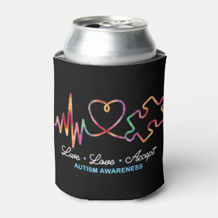 Enfriador De Latas Live Love Accept Autism Awareness Times Dye Autism