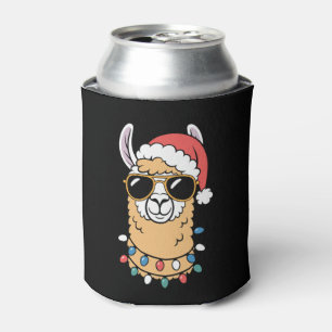 Enfriador De Latas Llama de Navidad Gorro de Santa Gafas de sol Luces