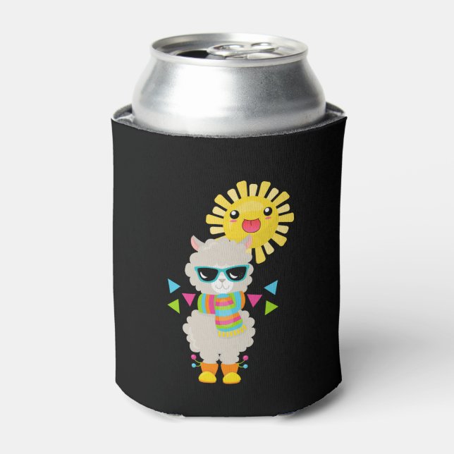 Enfriador De Latas Llama Guay y Sol sonriente Kawaii (Lata Anverso)